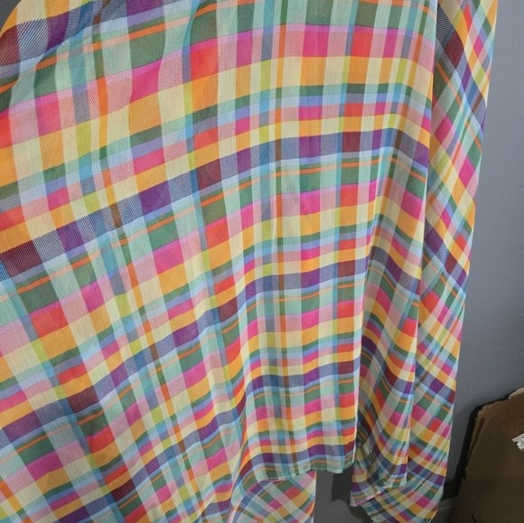 Bleu Rod Beattie Multicolor Plaid Swim Coverup, Size Large - Picture 3 of 5